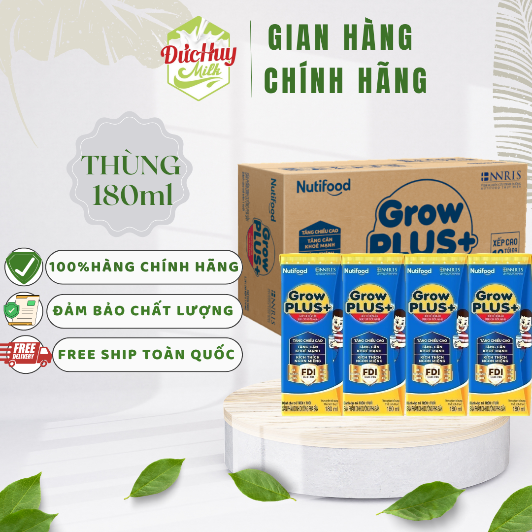 Thùng 48 Hộp SBPS NutiFood Grow Plus+ Tăng Cân Khỏe Mạnh 110ml/180ml (xanh)