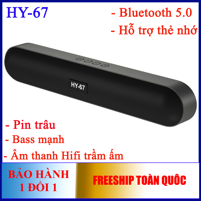 Miễn phí vận chuyển - Loa bluetooth 5.0 bản mới bass mạnh pin trâu âm thanh vòm trầm ấm loa để bàn loa di động HY-67 (Hỗ trợ khe cắm thẻ nhớ)