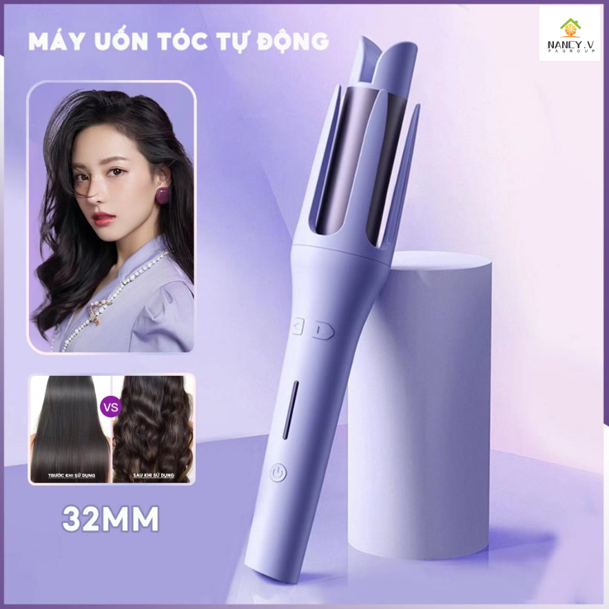 Máy uốn tóc trục xoay tự động làm xoăn tóc - máy uốn xoăn sóng nước - đa mức niệt cao cấp