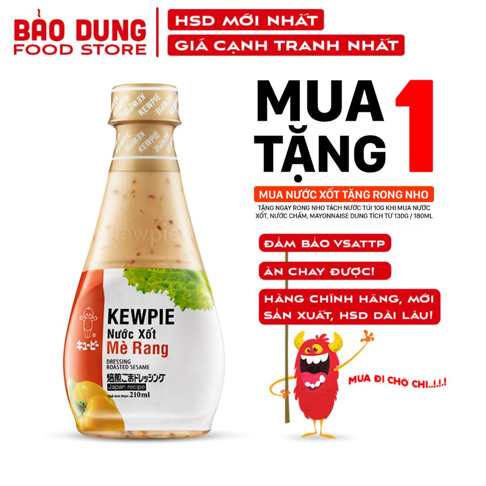 Nước sốt mè rang Kewpie 210ML - Original - Xốt Trộn Salad, Chấm Rong Nho, Thịt Nướng hương vị Béo Béo thơm mùi mè rang - Ăn Chay Được - Bảo Dung Food