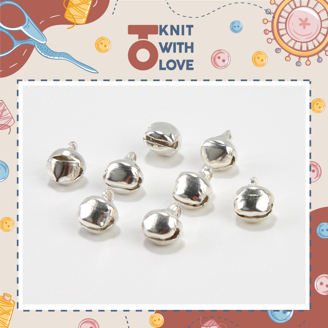 Chuông lúc lắc trang trí thú bông màu bạc sáng bóng size 6mm