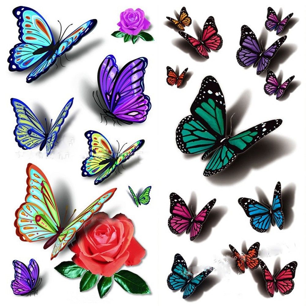 3 Kiểu Xăm 3D Quyến Rũ Chống Nước Quyến Rũ Cho Nữ Hình Xăm Tạm Thời Tự Làm Thủ Công Hình Hoa Hồng Bướm Hình Dạng Đề Can Hình Xăm Cơ Thể