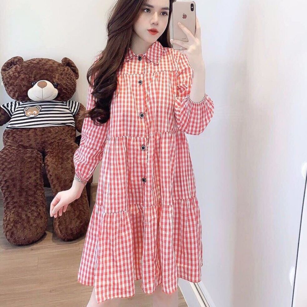 [HCM]Đầm kate sọc caro cho bạn nữ từ 40-50kg.