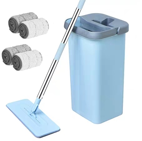 [HCM]Bộ Cây Lau Nhà Tự Vắt Thông Minh Magic Flatmop Bucket Tặng Kèm Thùng Vắt Xả 2 Ngăn Và Bông Lau - Lau Nhanh Gấp 10 Lần Cây Lau Bông Tròn