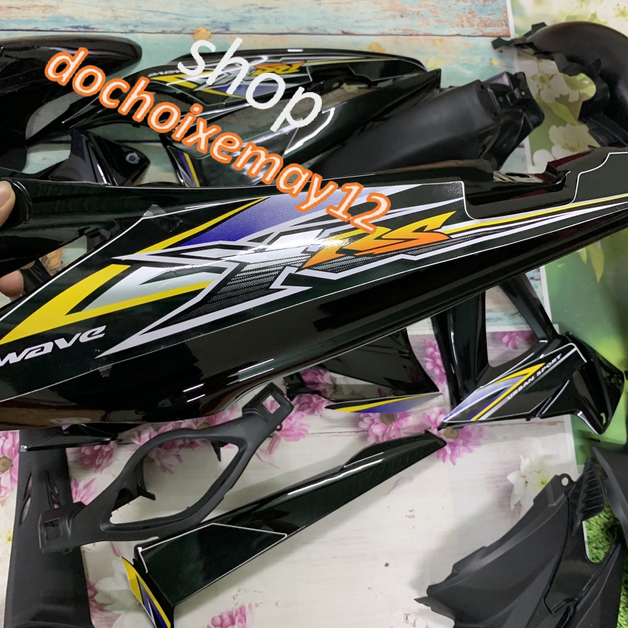 Bộ Dàn áo xe wave RSX 100 -RSX siêu nhân đời 2008 đến 2009 màu ĐEN -Full nhựa trắng nguyên sinh loại 1 cao cấp