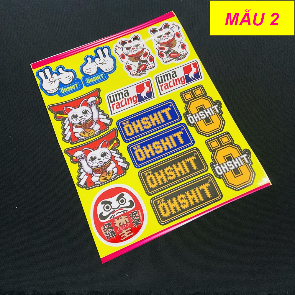 [HCM][XẢ KHO SIÊU RẺ] BỘ TEM TẤM NHIỀU LOGO TRANG TRÍ XE MẪU MÈO MAY MẮN OHSHIT UMA...