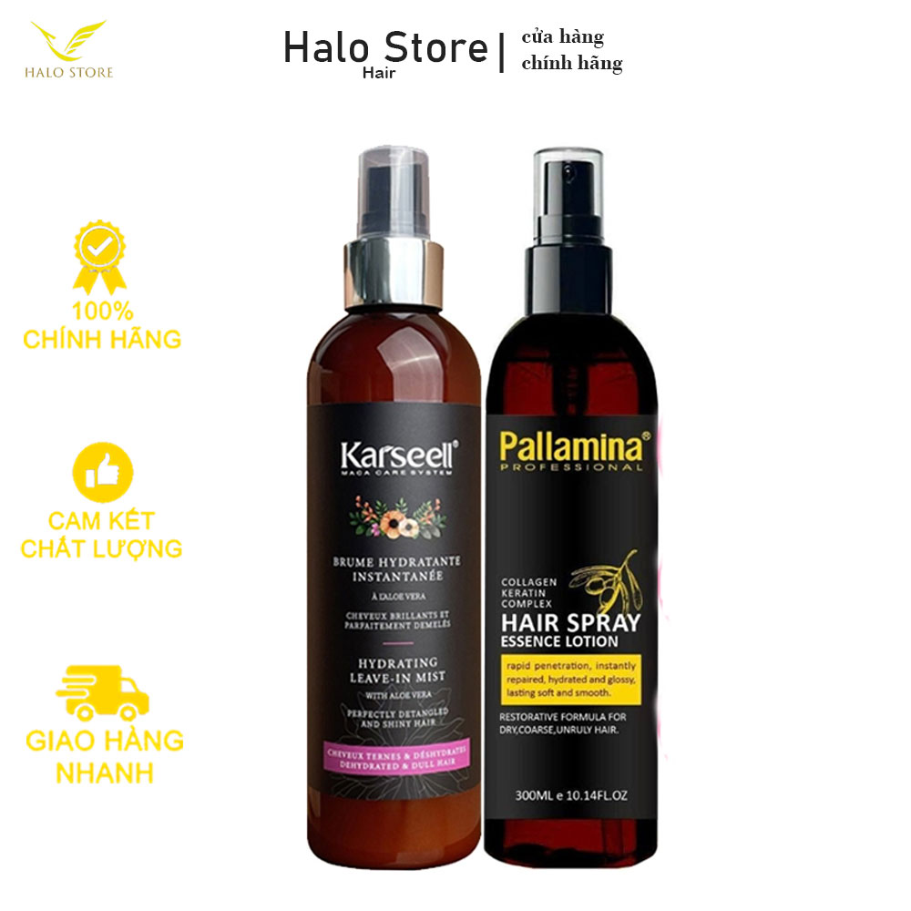 Xịt dưỡng tóc Collagen Karseell Maca, Pallamina 300ML gỡ rối tóc khô xơ -Xịt đạm phục hồi tóc hư tổn tức thì hương nước hoa