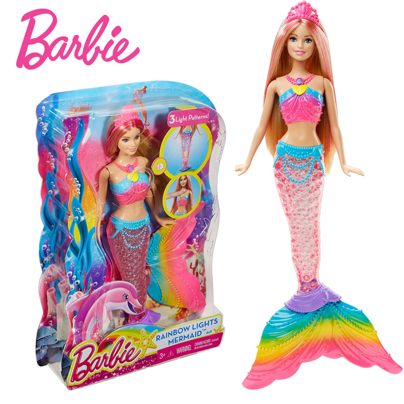 Búp bê nàng tiên cá thương hiệu Barbie chính hãng búp bê có đèn cầu vồng