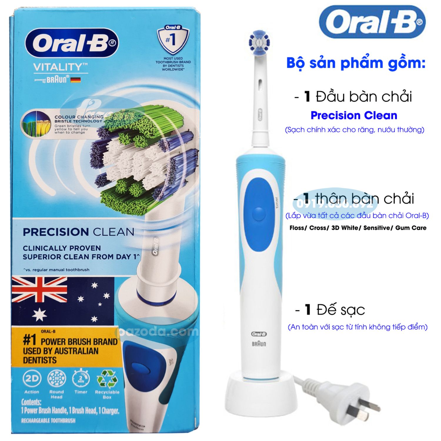 Bàn chải đánh răng điện Oral-B Vitality Precision Clean phù hợp răng, nướu thường