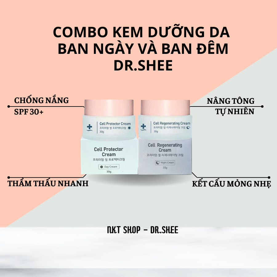 Combo kem ngày đêm drshee, set kem dưỡng trắng ngày đêm