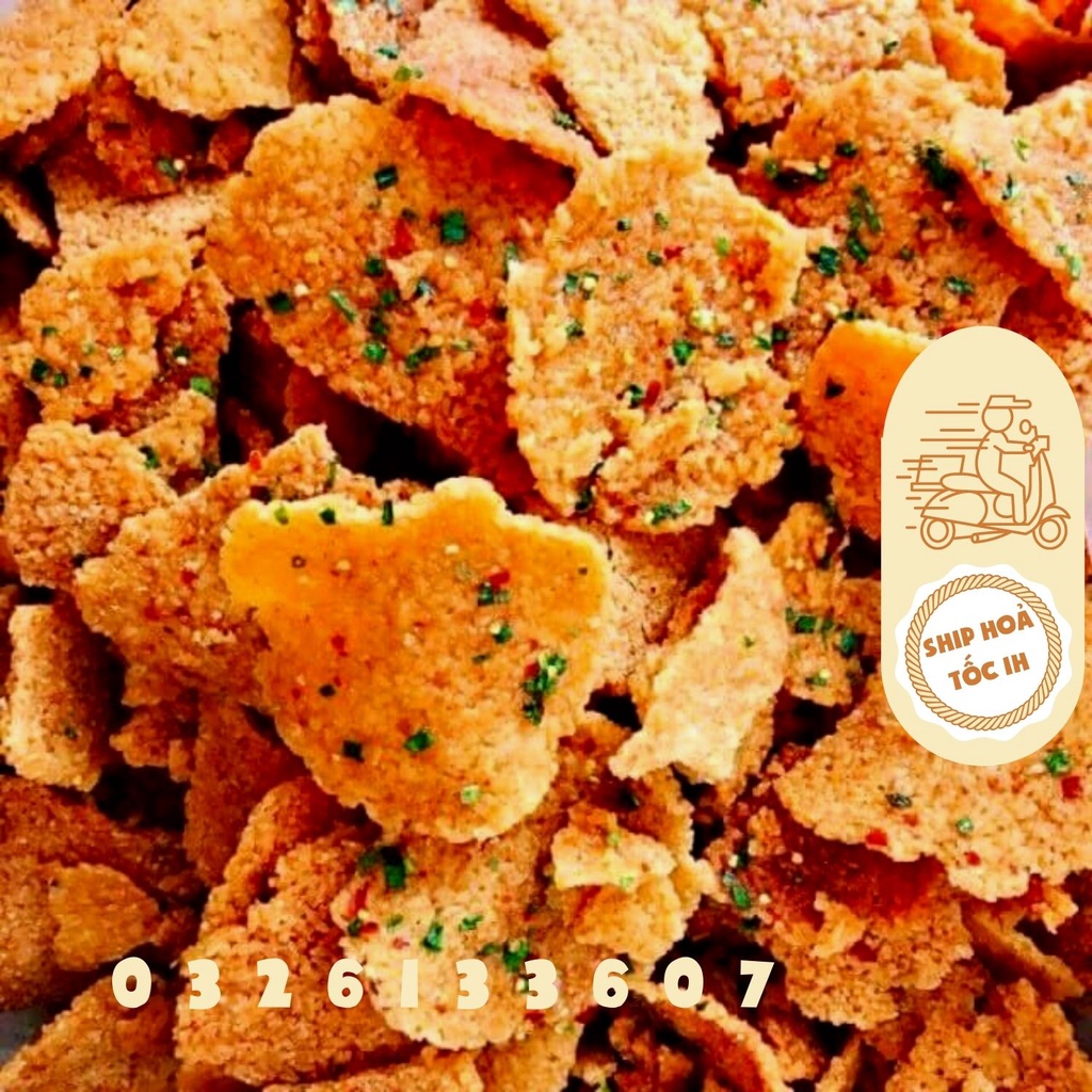 500g cơm cháy mắm hành vỡ loại ngon, cơm cháy chiên mắm hành bể, ít vụn