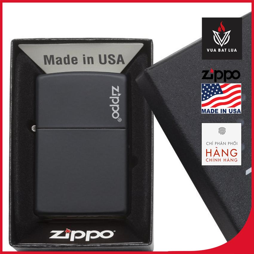 Zippo mỹ chính hãng Logo Đen (made in USA) tem đỏ, chính hãng Mỹ - Manmate (không bao gồm xăng)