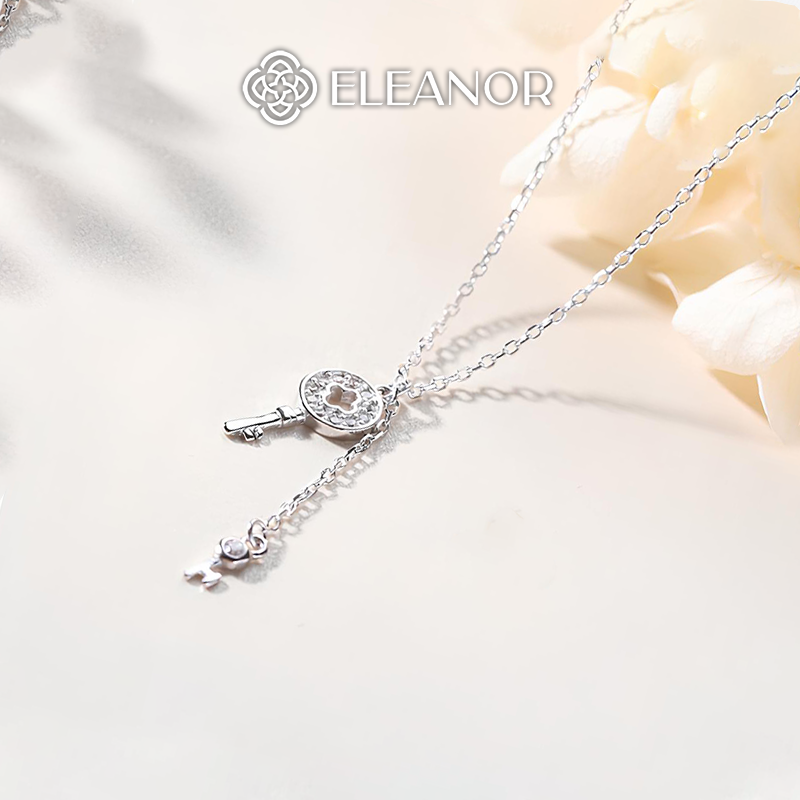 Dây chuyền nữ bạc 925 Eleanor Accessories vòng cổ hình chìa khoá đính đá phụ kiện trang sức 7010
