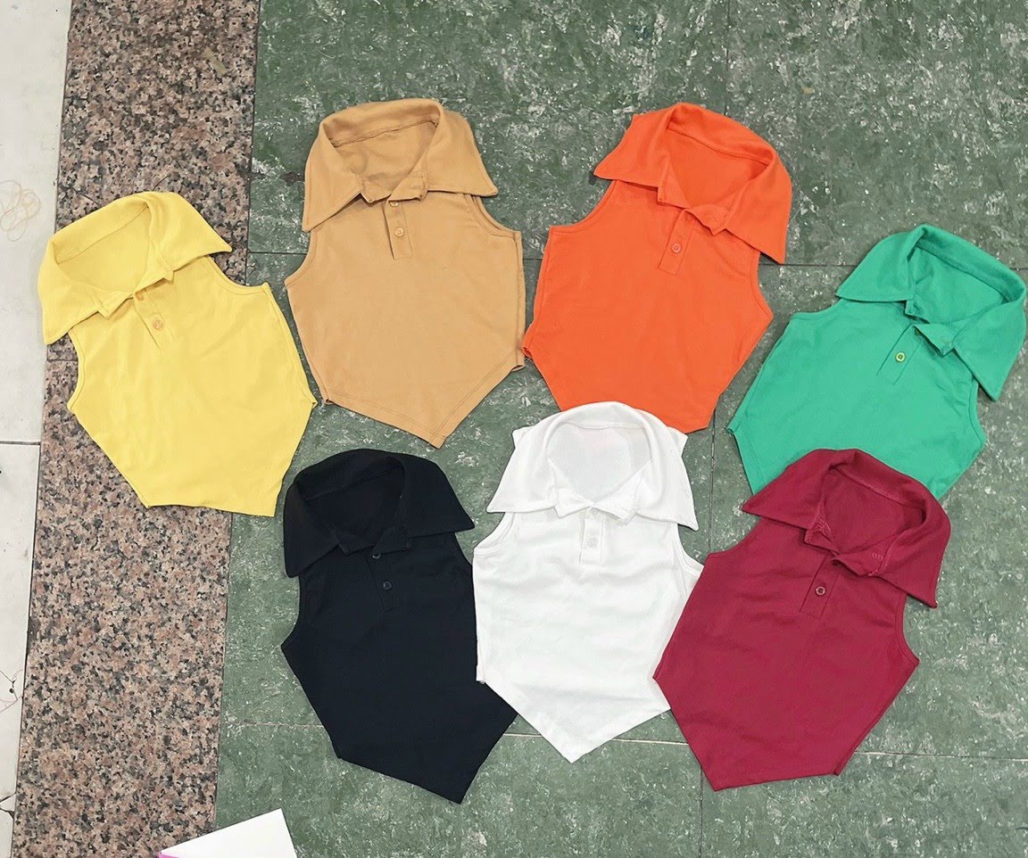 Áo thun ba lỗ kiểu mới cổ bẻ cài nút kèm đuôi tà áo nhọn xinh đẹp ttkxa0446