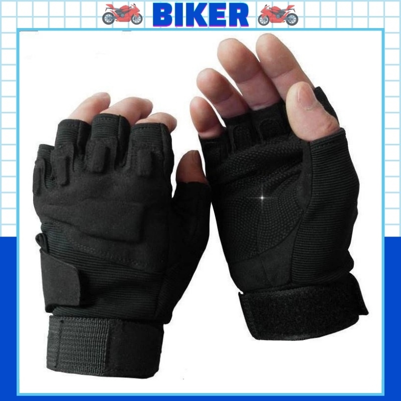 ❒▼ [Mã 77LIFESALE giảm 10 đơn 99K] Bao tay cụt ngón nam đi phượt Găng Tay Xe Máy găng tay nam ngắn ngón Blackhawk