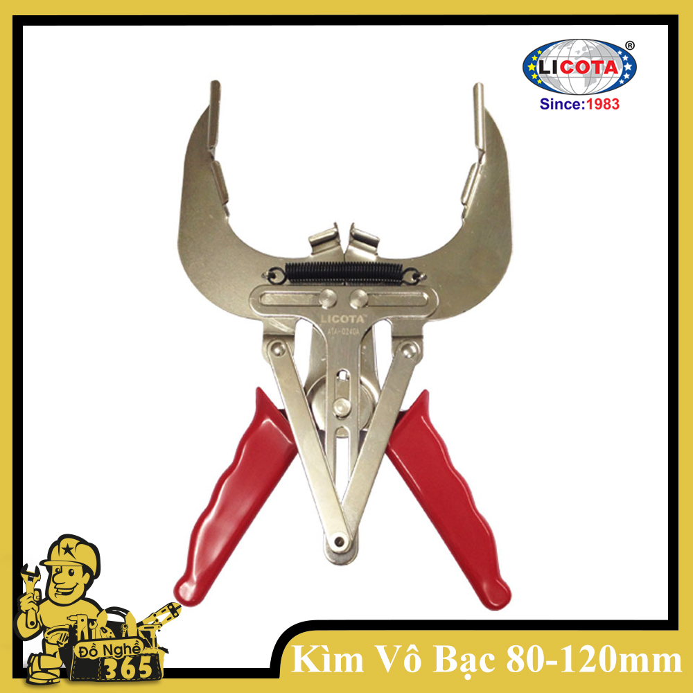 Kìm vô bạc piston Cao cấp Licota 80 -- 120mm - , tháo và lắp nhiều kiểu vòng bạc piston tròn, vuông, dạng gợn sóng