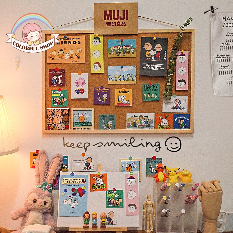 Bảng ghim gỗ bần gắn ghi chú tranh ảnh decor phòng đáng yêu