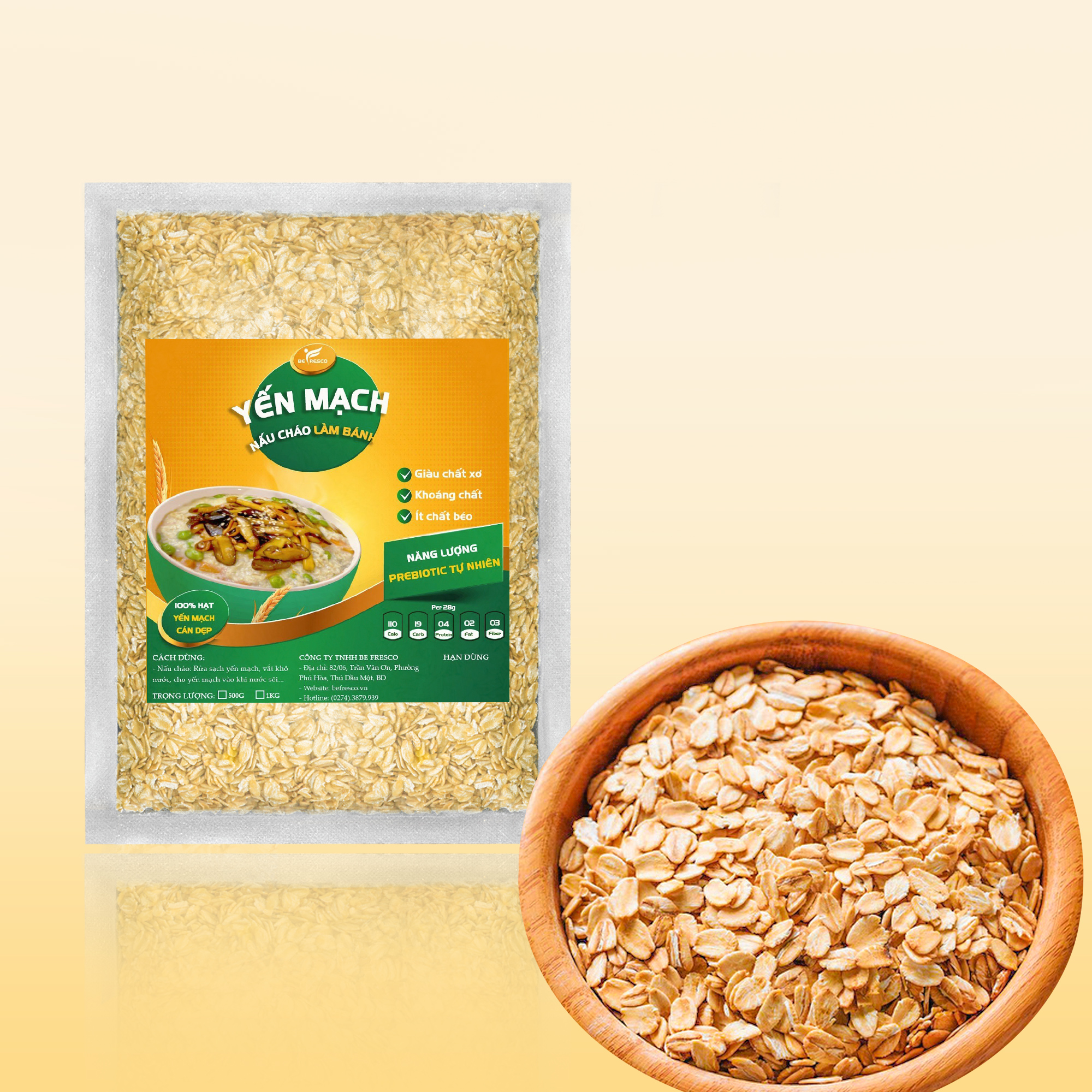 Yến mạch cán dẹp nấu cháo giảm cân - Be Fresco VN