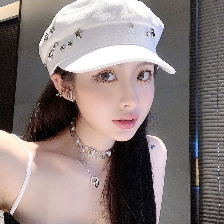 Beret Women's Korean-Style Trendy Spring and Autumn Hat Women's Octagonal Cap British R Fashion Internet Celebrity Style All-Matching Peaked Cap