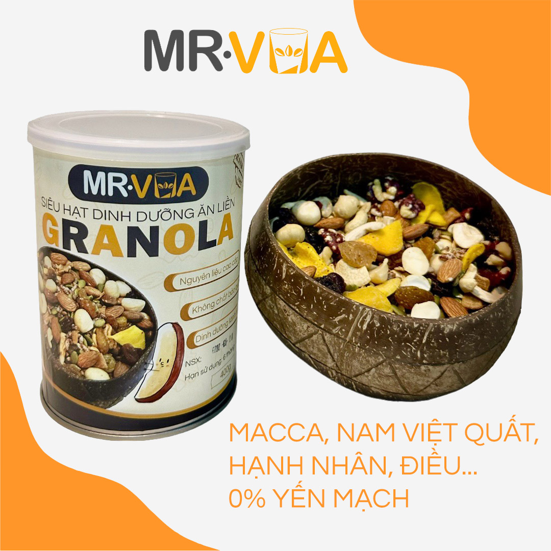 Granola siêu hạt chứa nhiều macca, nam việt quất nguyên vị không yến mạch MrVua 400g