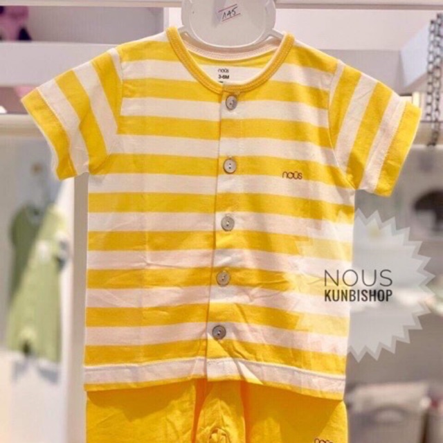 Bộ nous cộc kẻ vàng 9-12 month