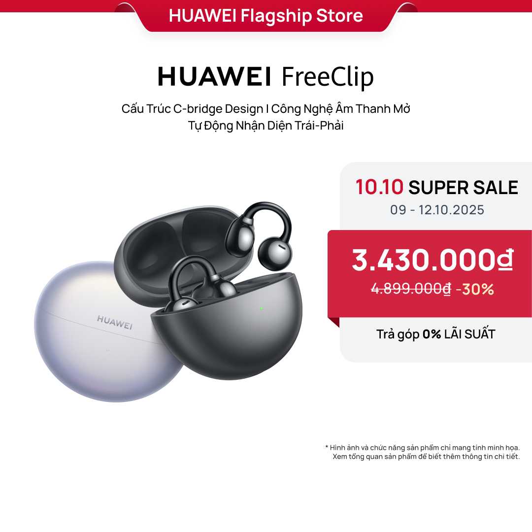 Tai nghe HUAWEI FreeClip | C-bridge Design | Công Nghệ Âm Thanh Mở| Tự Động Nhận Diện Trái-Phải | Hàng Phân Phối Chính Hãng