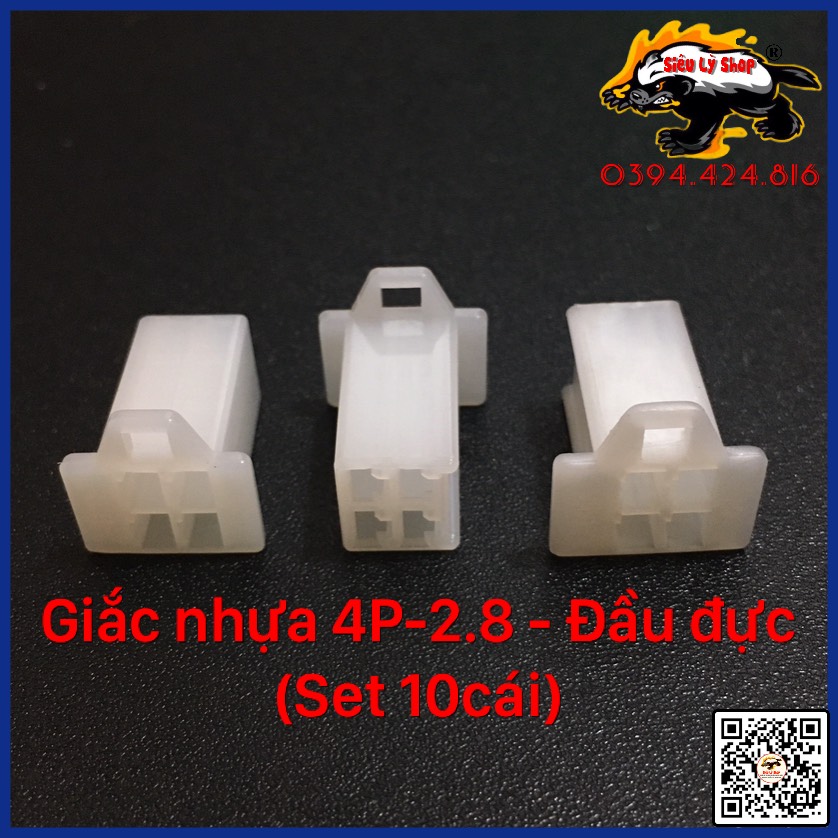 Giắc nhựa 4p-2.8 - đầu đực - màu trắng