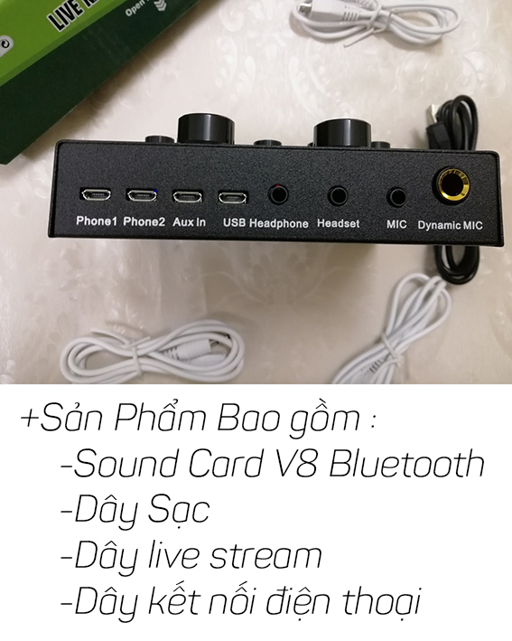 Bộ sound card thu âm v8 có autotune chất lượng cao hỗ trợ live stream