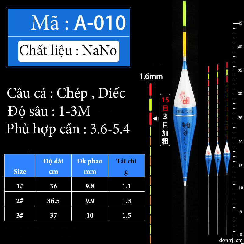 Phao câu cá nano, câu đơn câu đài màu hồng câu cá nhạy, có đủ thông số mã A-010