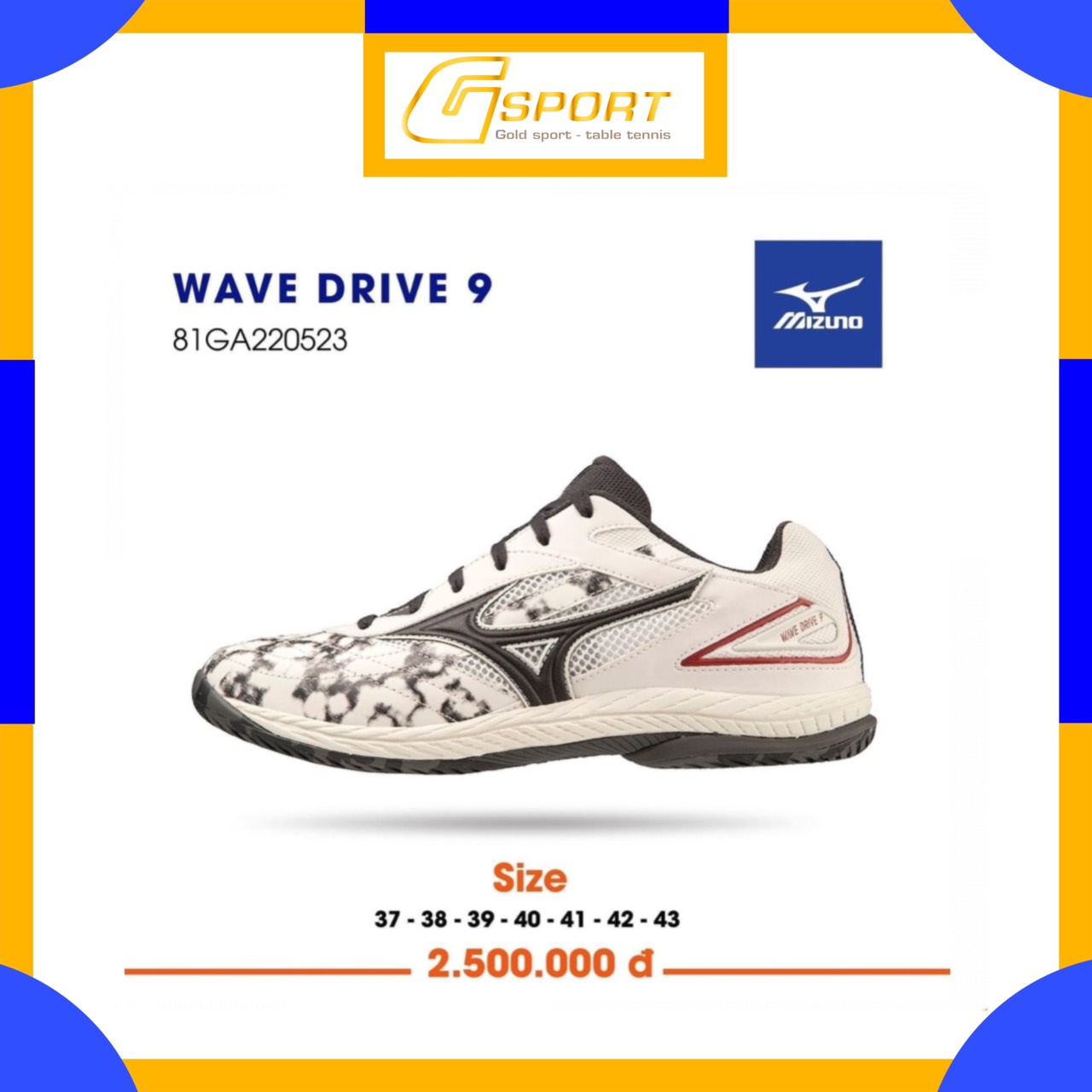 Giày bóng bàn mizuno wave drive 9 - hàng chính hãng made in vietnam