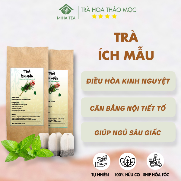Trà ích mẫu điều hòa kinh nguyệt, giảm đau bụng kinh, 30 túi lọc-MIHA TEA