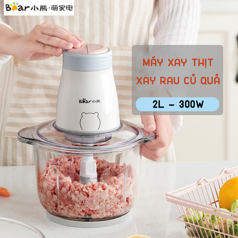 Máy xay tỏi ớt xay thịt xay rau củ quả đa năng bear qsj-b02q1 dung tích 2l công suất 300w