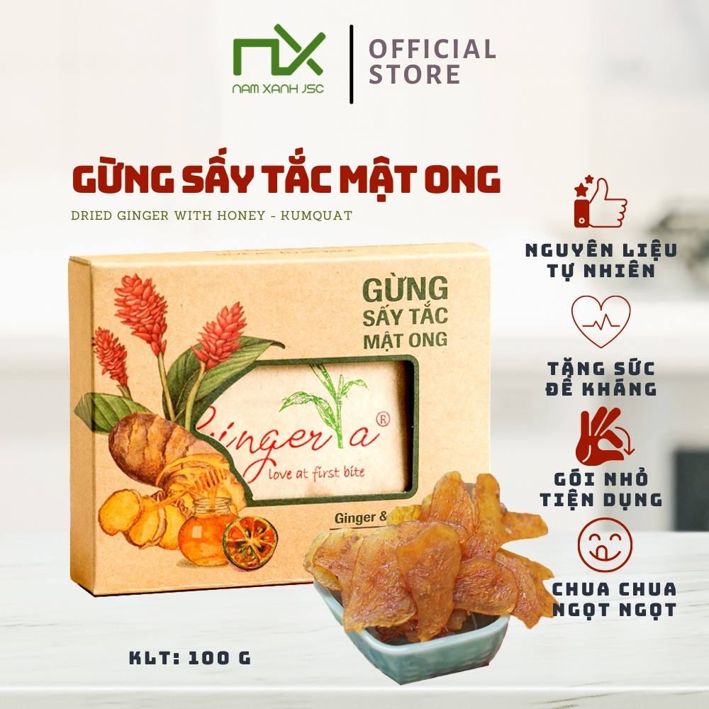 Gừng sấy tắc mật ong Nam Xanh Hộp 5 gói 100g