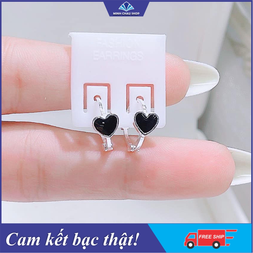 Bông tai bạc mặt sao, bông tai ngôi sao, bông tai bạc sao, bông tai bạc trẻ trung, bông tai tròn, bông tai bạc thật, bông tai bạc sơn đen
