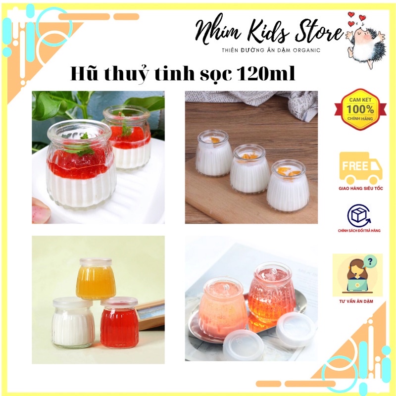 1 Hũ thuỷ tinh sọc làm sữa chua, yaourt dễ thương có nắp đậy