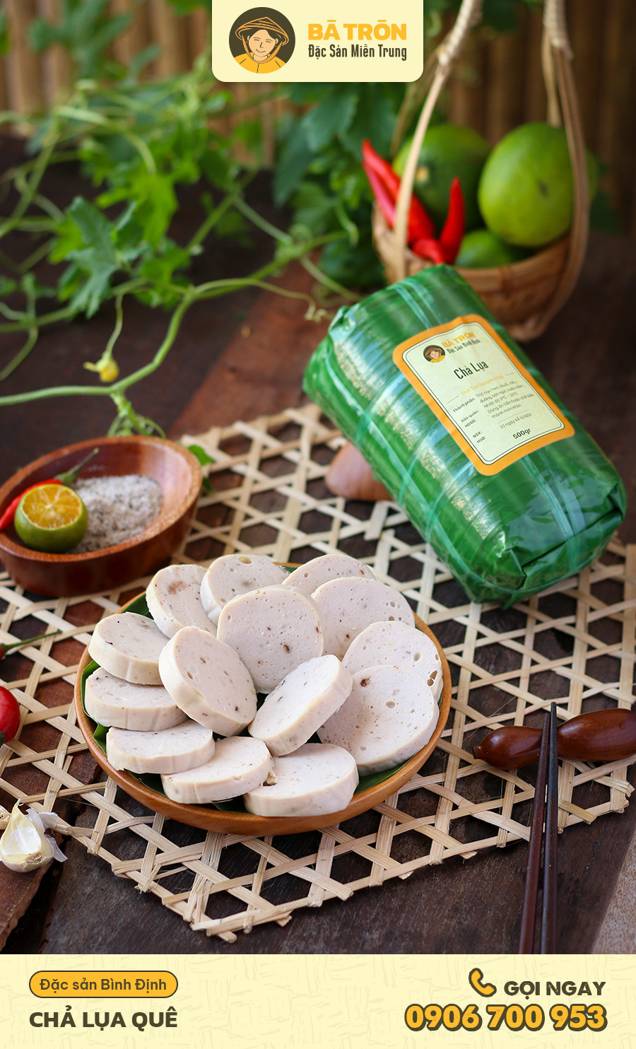 [HCM]Chả lụa Bình Định Hàng Tuyển - Cây 500gr - Dùng Liền Không Cần Sơ Chế