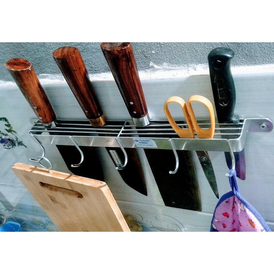 (SIÊU CHẮC CHẮN ) KỆ CÀI DAO, THỚT INOX GS - GIÁ CÀI ĐŨA,DAO,THỚT INOX - KỆ GÁC DAO, THỚT BẰNG INOX ĐA NĂNG TIỆN LỢI - KỆ CÀI DAO THỚT INOX CÓ MÓC TREO