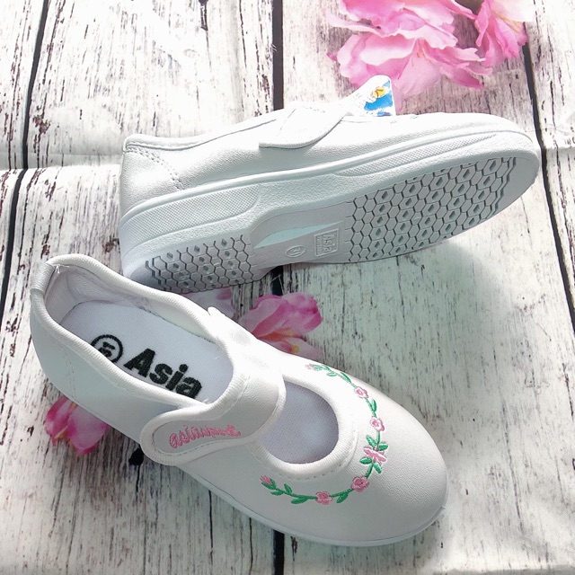 Giày thể thao asia bé gái si thêu hoa g10