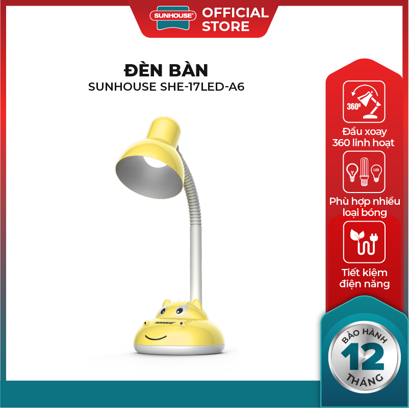 Đèn bàn sunhouse she-17led-a6 - không kèm bóng - bảo hành 12 tháng
