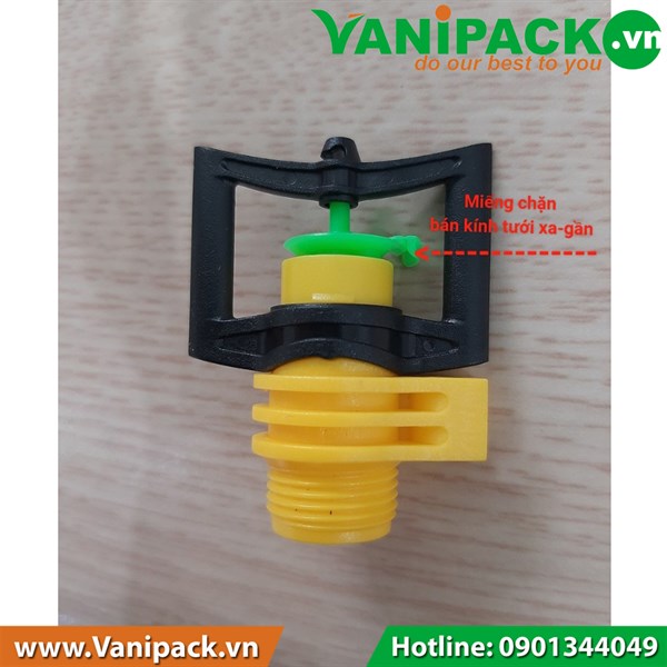 Bịch 10 cái Béc tưới phun mưa cục bộ bù áp ren ngoài 17 chỉnh được bán kính BB-BA93