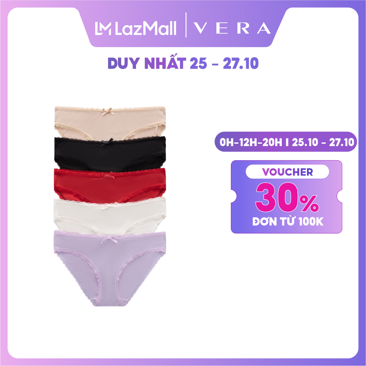 Combo 5 Quần lót Bikini nữ Vera Lưới phối Ren - V0528