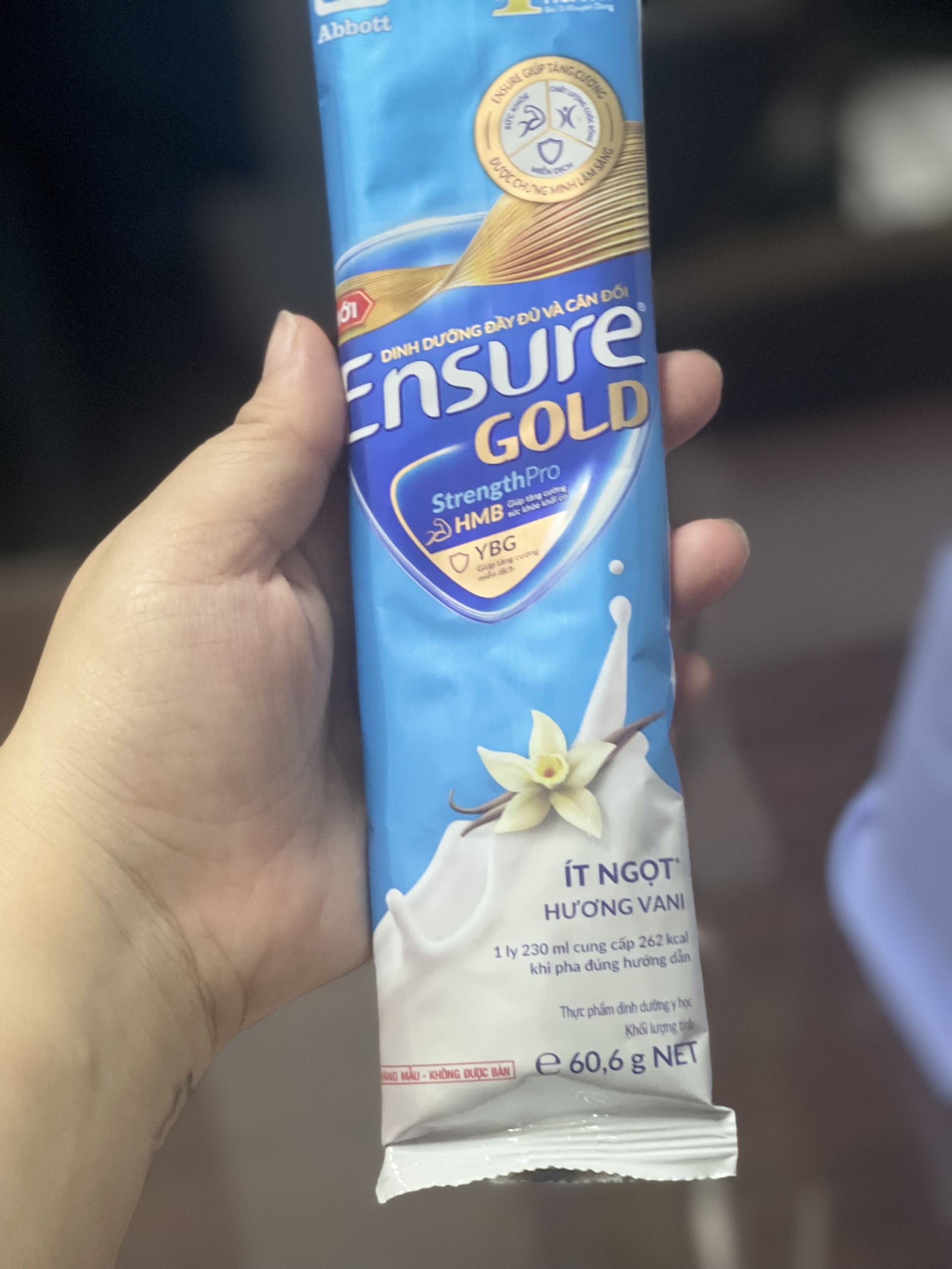 SET 10 GOI MẪU MỚI Sữa gói Ensure gold hương Vani, ít ngọt, cà phê, hạnh