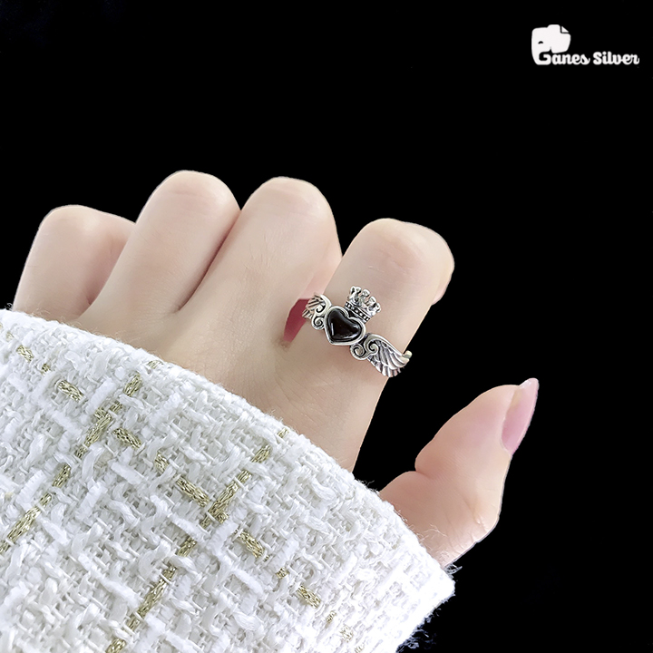 Nhẫn nữ vương hậu trái tim nhẫn bạc nữ cá tính - Thương hiệu Viễn Chí Bảo