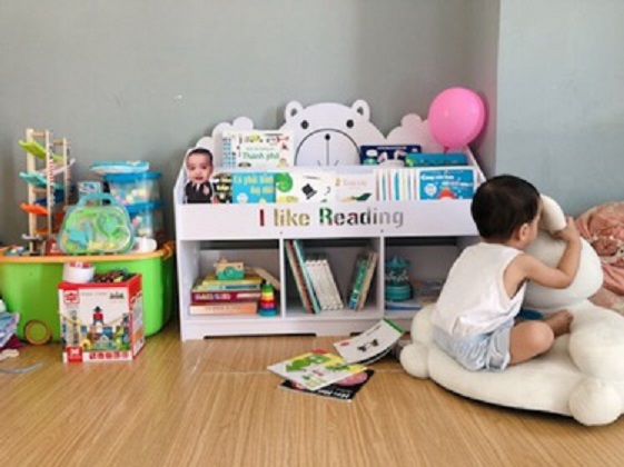 Kệ giá sách hình gấu 1 tầng ngăn chứa đồ size vừa