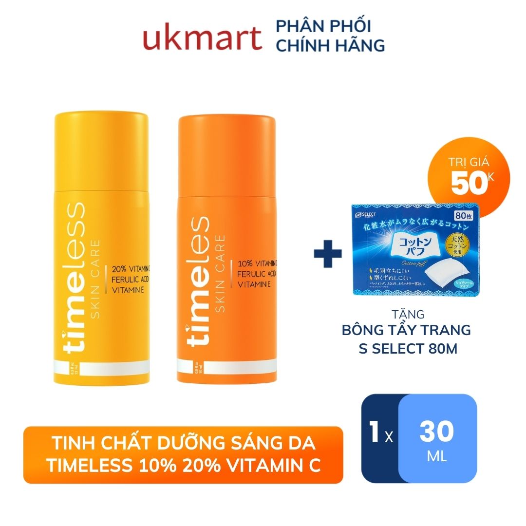 Tinh chất dưỡng sáng da timeless 10% 20% vitamin c + vitamin e + ferulic acid serum 30ml