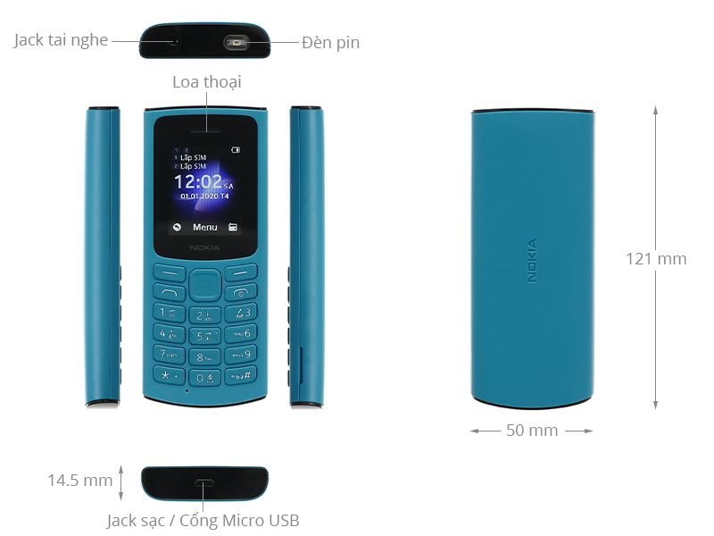 Điện thoại nokia 110 4g - tft lcd1.8"65.536 m&agrave;u - danh bạ 2000 số - h&agrave;ng mới 100%