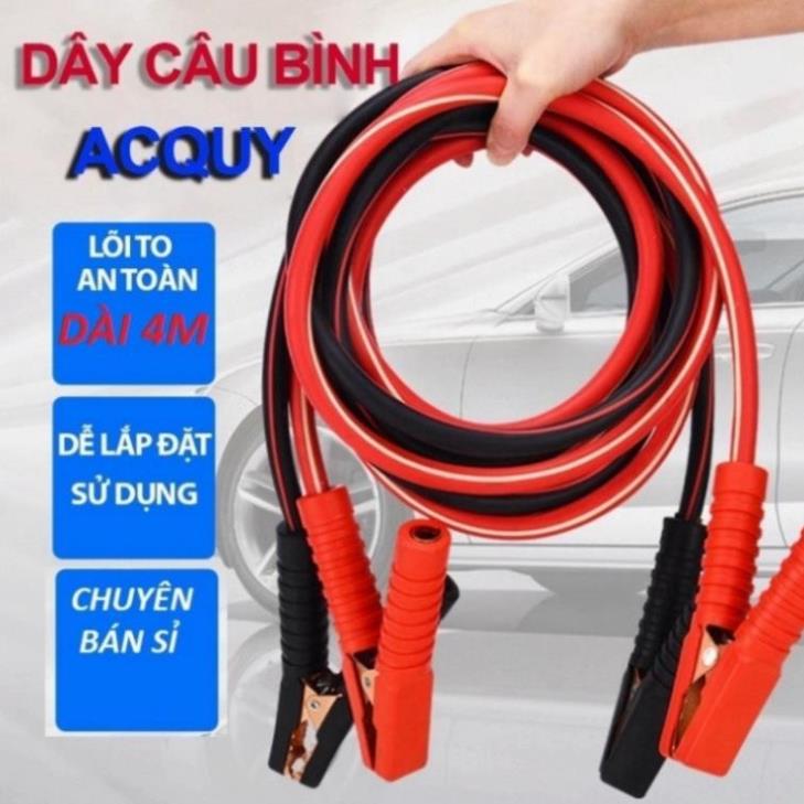 Dây Câu Bình Ắc Quy Lõi Đồng To 2000A 4 mét, Dây Kích bình acquy cứu hộ cắm sạc khởi động ắc quy oto Vuadienmay