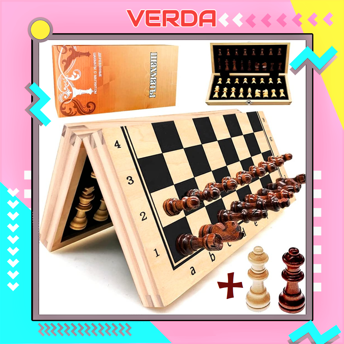 Cờ vua gỗ nam châm bộ cao cấp Tặng 2 Hậu bàn lớn VERDA 29 34 39cm tiêu chuẩn quốc tế hộp 34*34 39x39 người lớn trẻ em