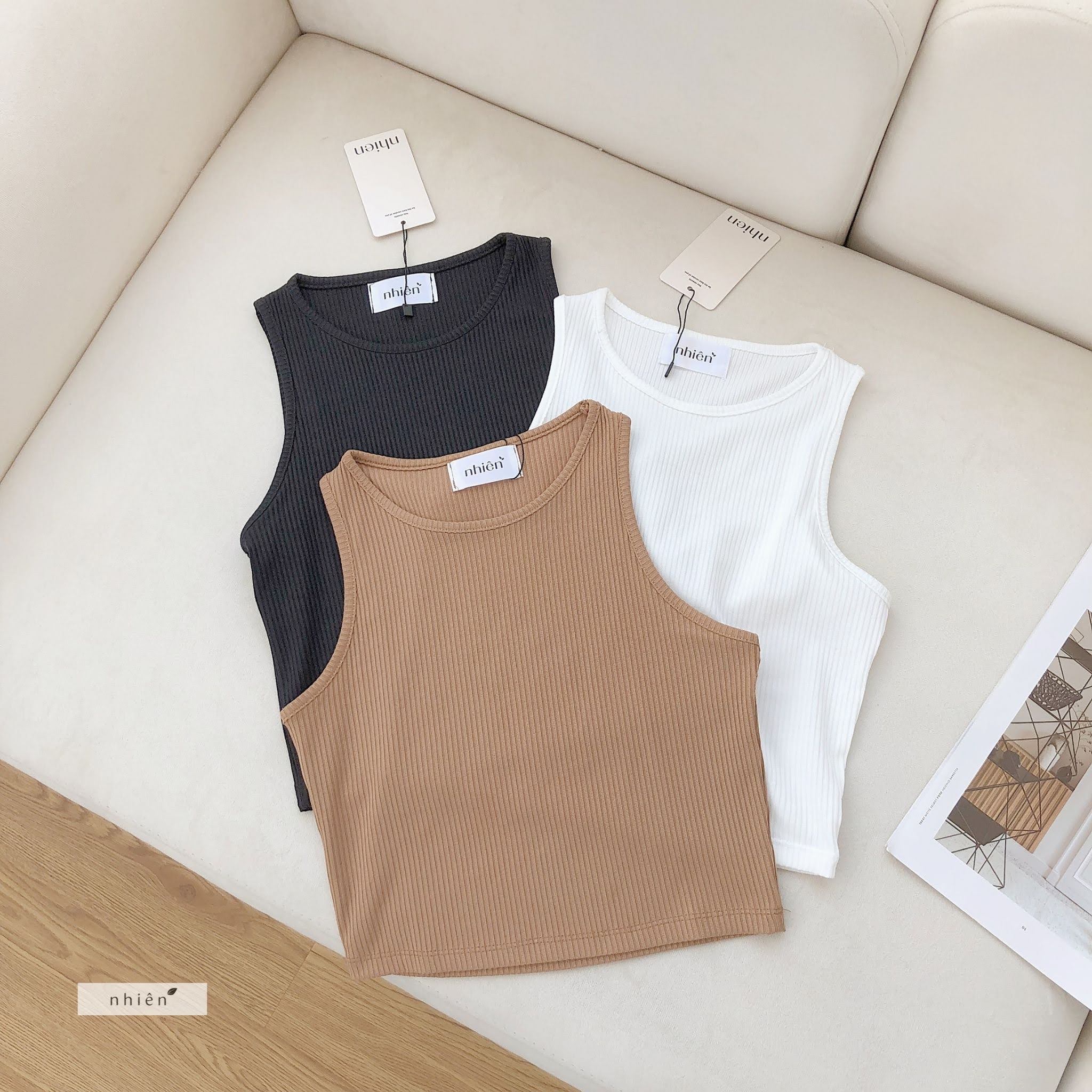 Áo ba lỗ nữ - Áo croptop sát nách nữ kiểu ôm body tôn dáng chất thun gân nhienofficial BT151