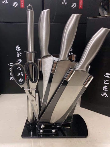 Bộ Dao Kéo Nhà Bếp, Bộ Dao Kéo 6 Món Nhật Bản Cao Cấp, Inox Nhật Bản Chống Gỉ, Tặng Kèm Khay Để Dao Kéo